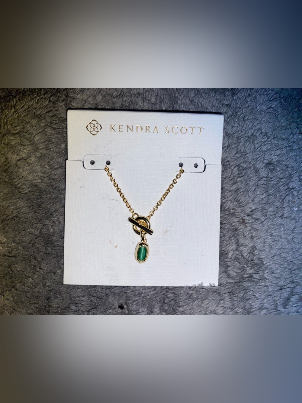 BNWT Kendra Scott Mini Elisa Toggle Gold w/Green Tiger Eyes Necklace $65